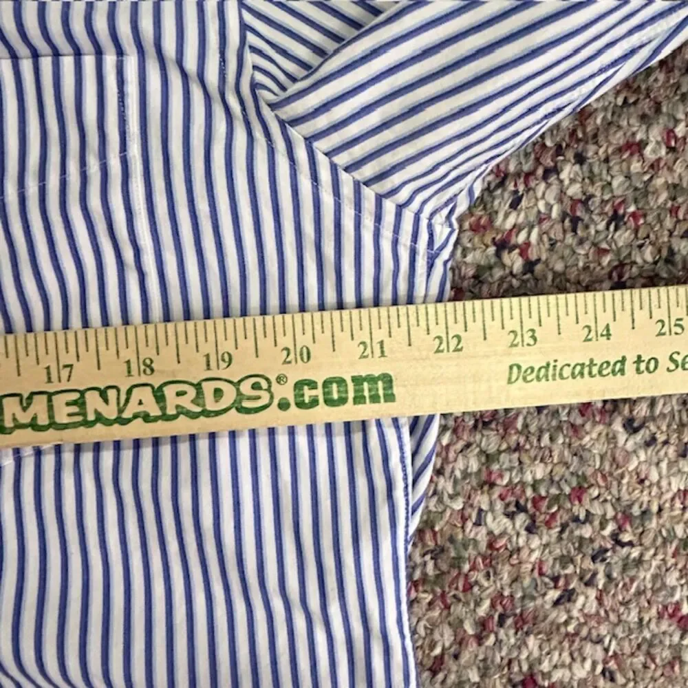 J. Crew Men's Blue White Stripe 2 Ply Cotton LS Button Front Shirt Size M